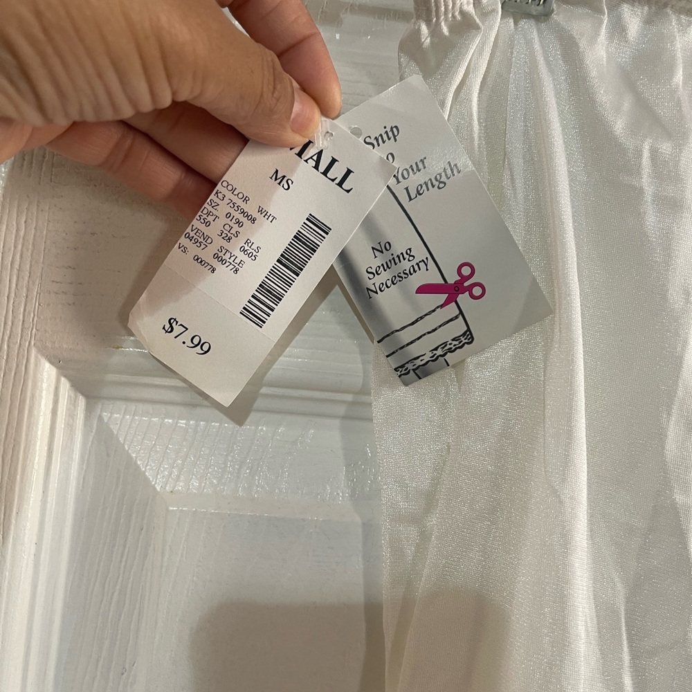 NWT Lace White Slip - snip to your length no sewing is necessary